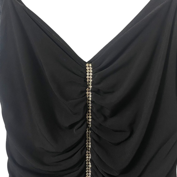 Vintage Bari Jay Floor Length Black Homecoming Dress Diamond Detail - Picture 3 of 6